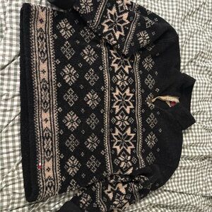 Tommy Hilfiger Black and Cream Crewneck Sweater